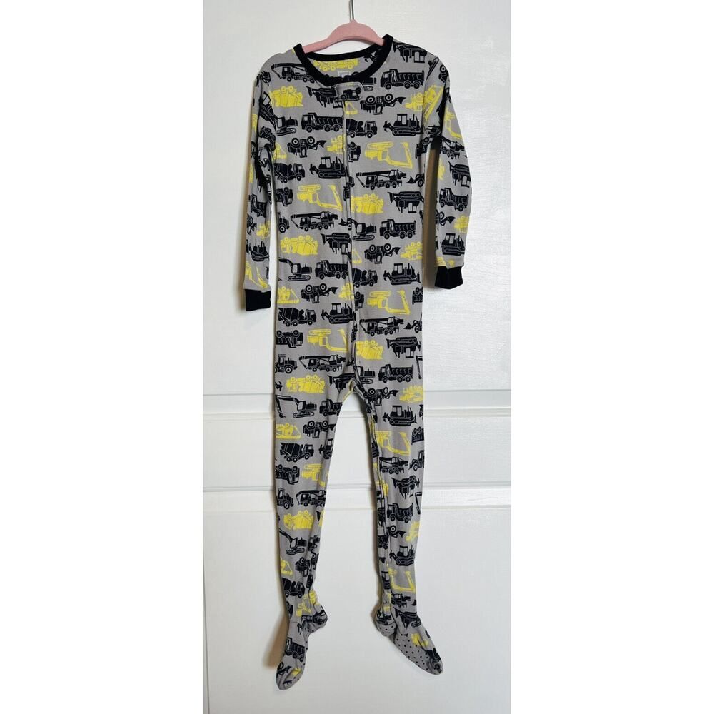BABY GAP Gray Boys Toddler Zip Footie One Piece Pajamas Pjs Construction 4T GOOD